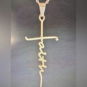 Faux Gold FAITH Cross Adjustable Necklace 3.8 CM or 1-48 inch Charm Zinc Alloy